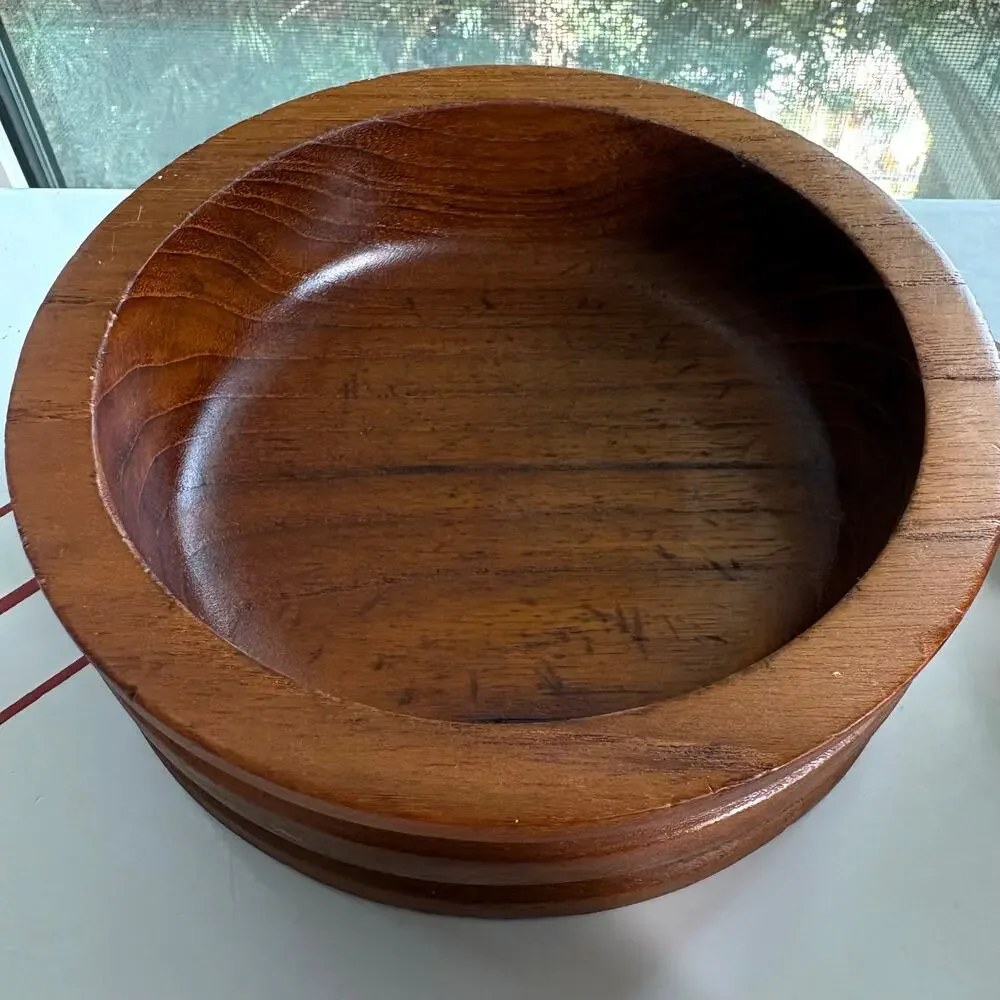 Set of 4 Vintage Thailand Teak Wood Bowls by Good Wood
